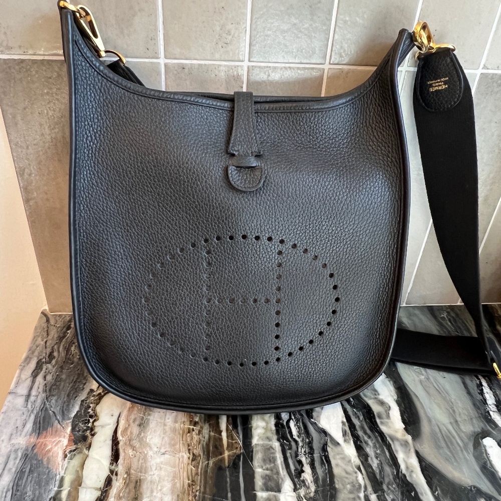 Authentic Hermes Clemence Evelyne III PM Crossbody Bag